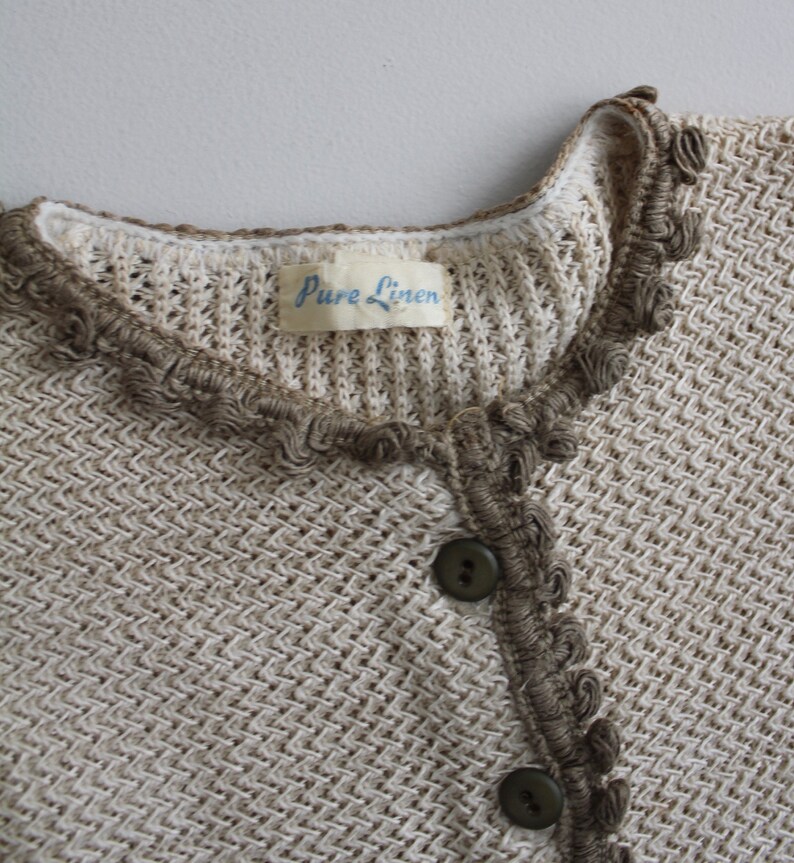 beige linen blouse 1950s blouse woven linen blouse