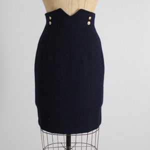 navy military skirt 100% wool skirt short wool skirt image 4