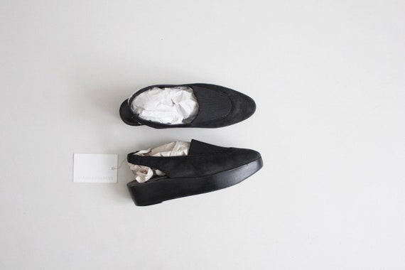 black sling back platforms | black platform flats