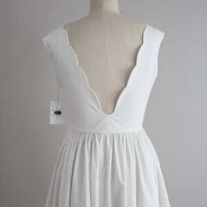 white scalloped dress / open back dress / white dress image 2