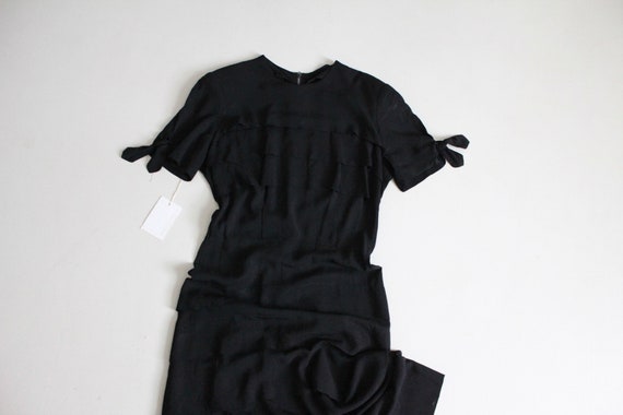 black crepe dress | vintage 1940's dress | tiered… - image 4