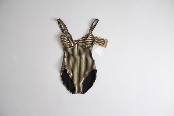 metallic striped swimsuit | vintage Bill Blass sw… - image 1