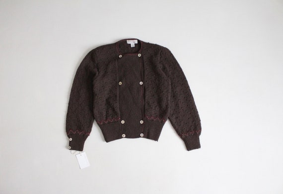 brown wool sweater | popcorn cardigan sweater | do