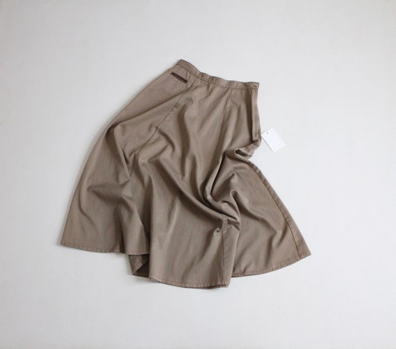 long canvas skirt | leather pocket skirt | full l… - image 1