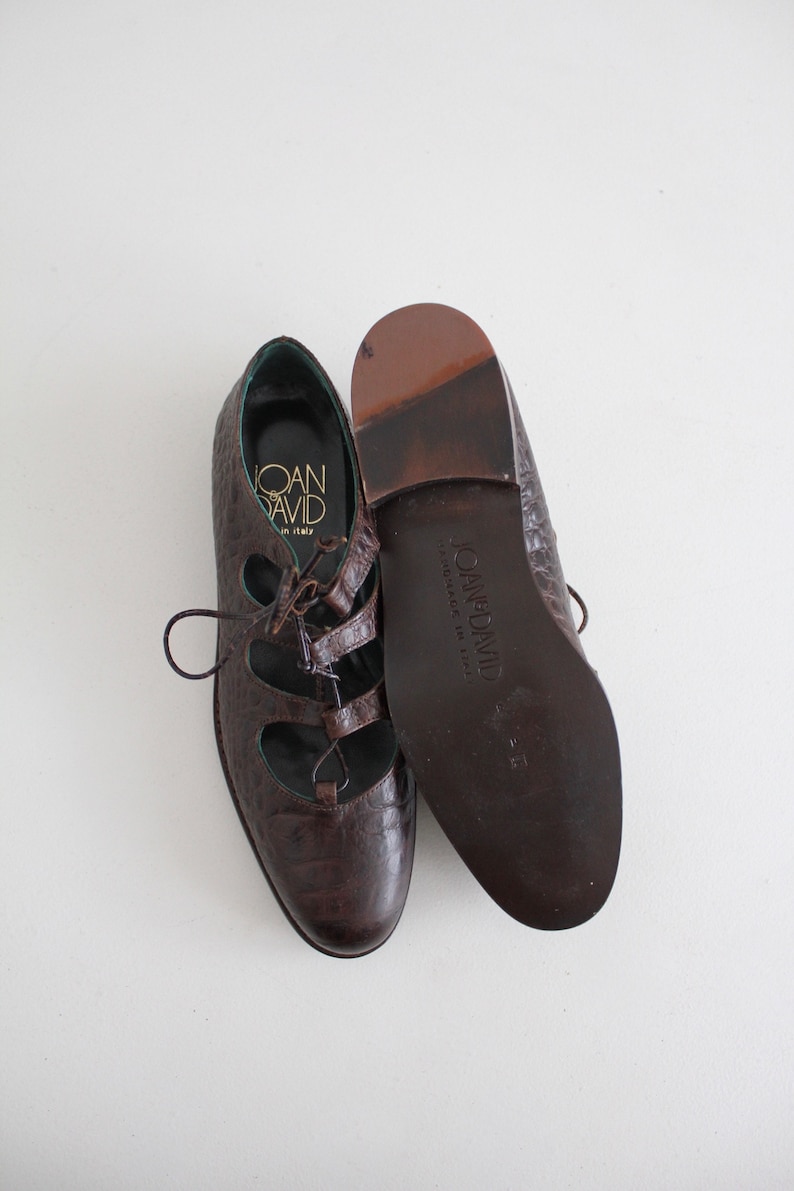 corset flats 7.5 brown reptile shoes lace up flats 8