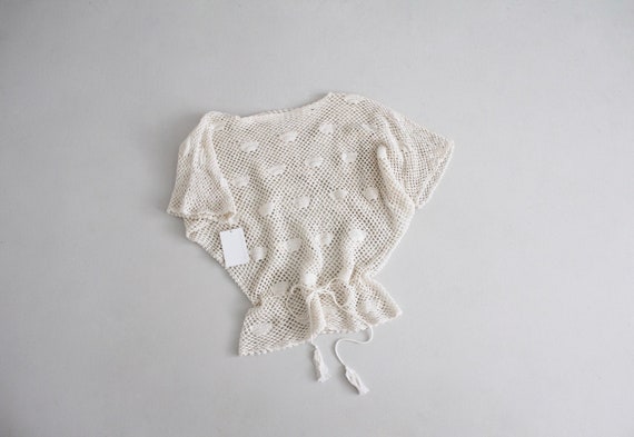 cream crochet blouse | tie waist blouse | crochet