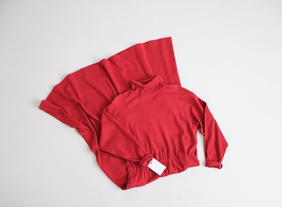 tomato red dress | turtleneck dress | red cotton j