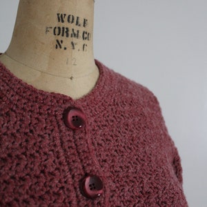 mauve wool cardigan hand knit mauve sweater 1970's wool cardigan image 5