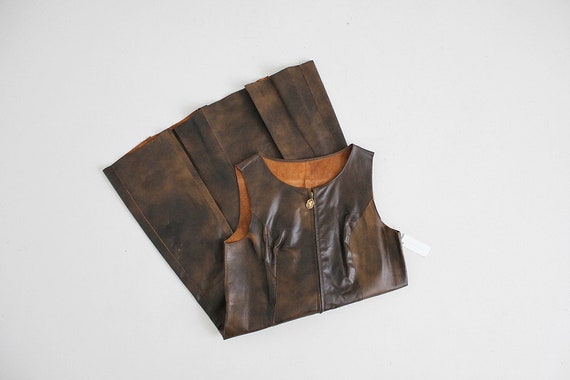 marbled leather dress | zip up dress | brown leath