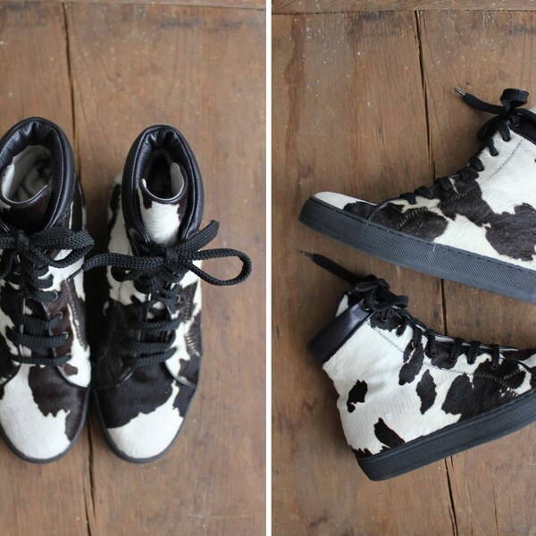 pony hair sneakers / high top sneakers / sneakers 7.5 8