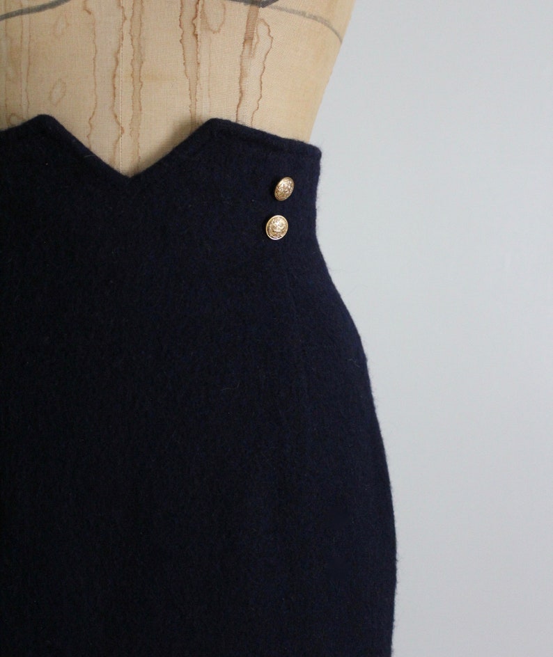 navy military skirt 100% wool skirt short wool skirt image 2