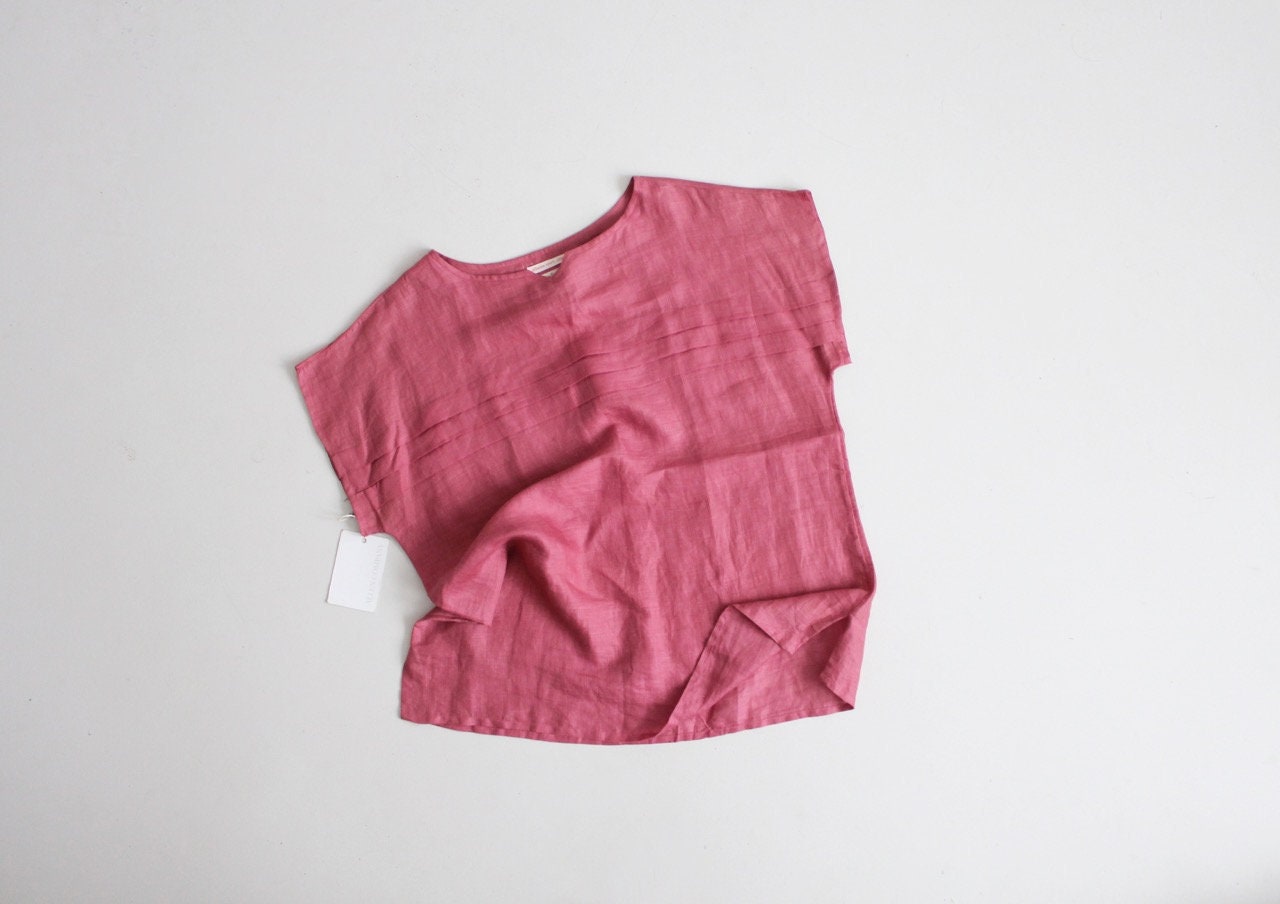 Mauve Linen Blouse Pleated Blouse Pink Linen Top - Etsy
