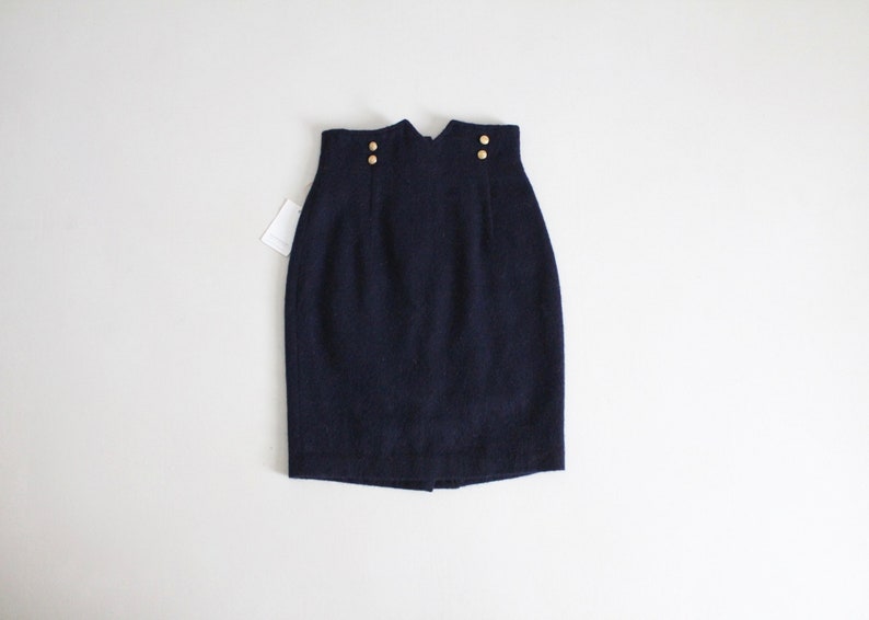 navy military skirt 100% wool skirt short wool skirt image 3