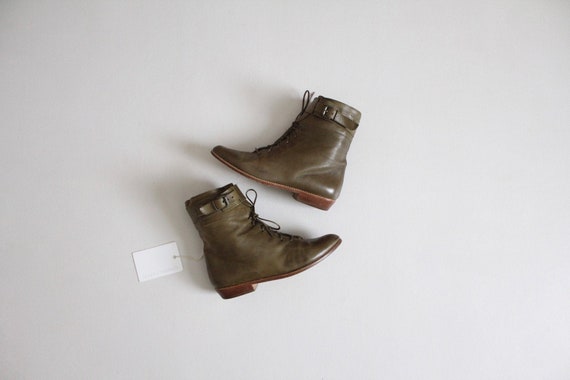 olive green leather boots