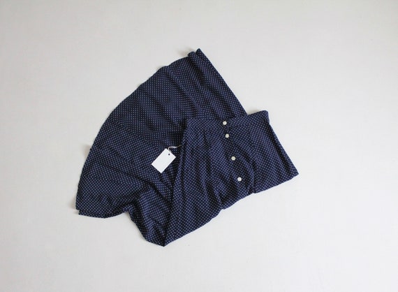 navy polka dotted skirt | polka dot midi skirt | l