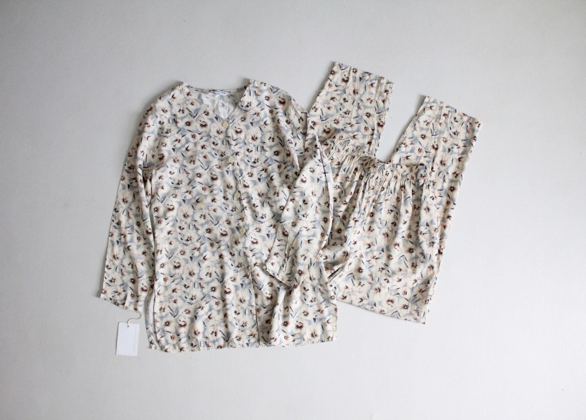Two-piece Outfit Floral Blouse & Pants Matching Top and Trousers