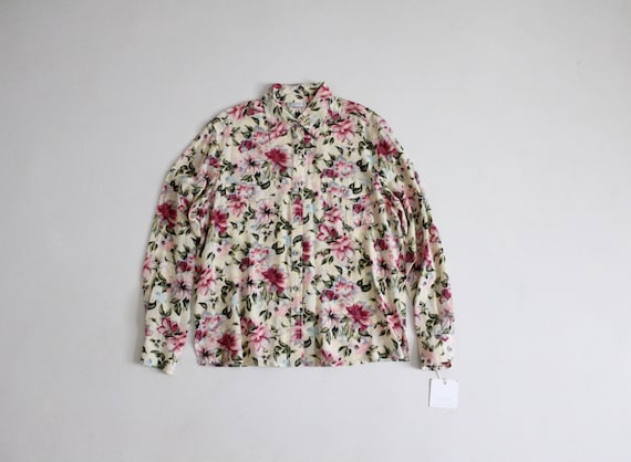 floral silk blouse | vintage silk top | silk flora