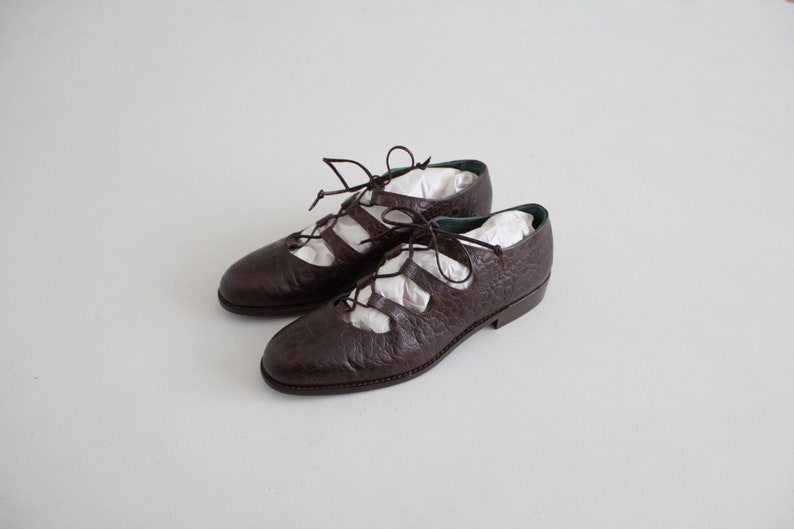 corset flats 7.5 brown reptile shoes lace up flats 8