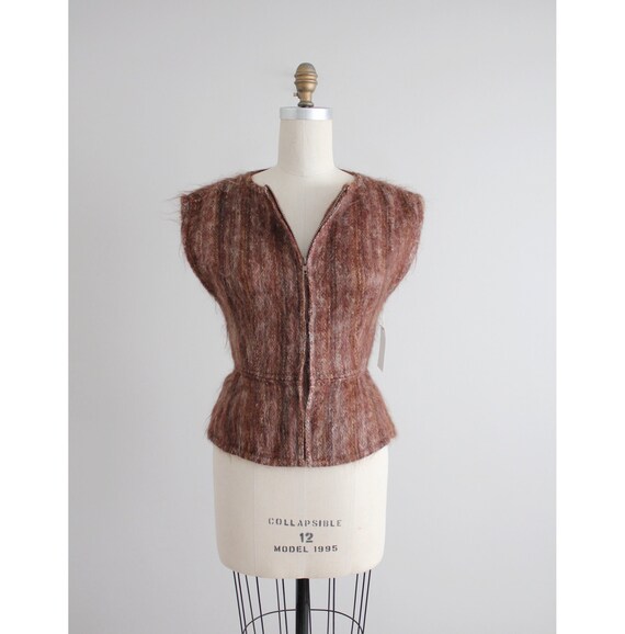mohair zip up vest | fuzzy wool sweater vest | bro
