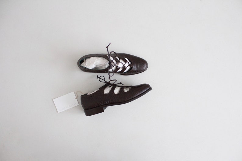 corset flats 7.5 brown reptile shoes lace up flats 8