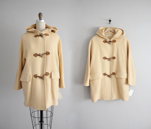 wool toggle coat | cream wool coat | hooded wool c