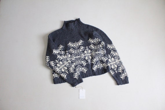 cropped snowflake sweater | gray cotton sweater |… - image 1