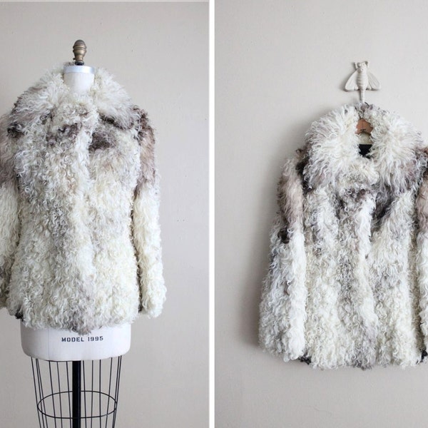 SALE - 1960s fur coat / curly lamb coat / mongolian lamb coat