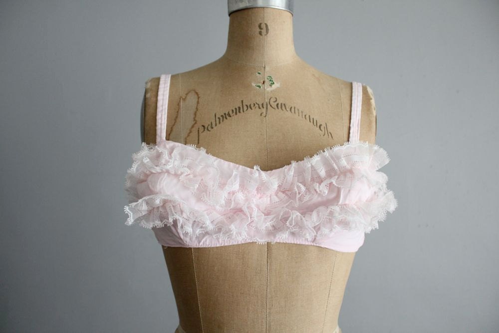 1960s vintage pink ruffle bikini swimsuit Etsy