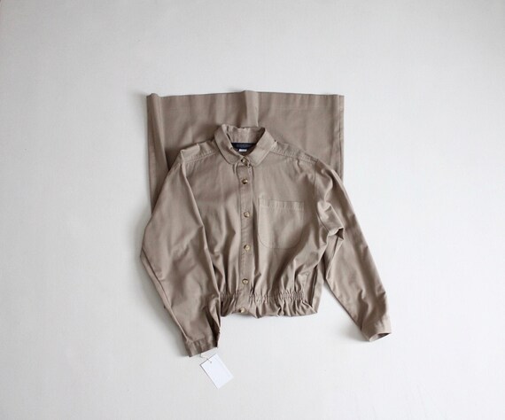 tan cotton shirtdress | button down dress | collar