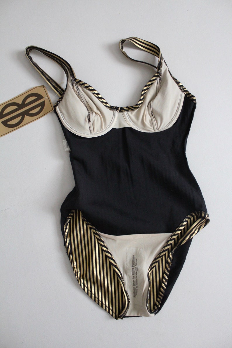 Metallic Striped Swimsuit Vintage Bill Blass Swimsuit One - Etsy