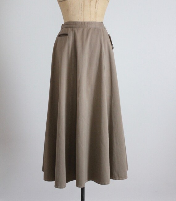 long canvas skirt | leather pocket skirt | full l… - image 3