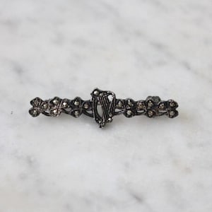 1940s bar brooch | marcasite brooch | sterling silver brooch