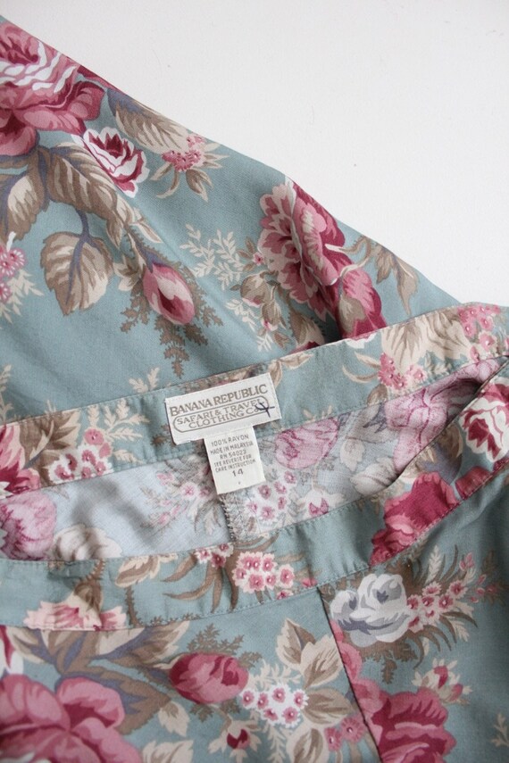 vintage 1990s blue cottage rose floral print full… - image 5