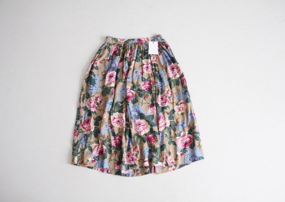 full floral skirt | pink floral skirt | floral mid