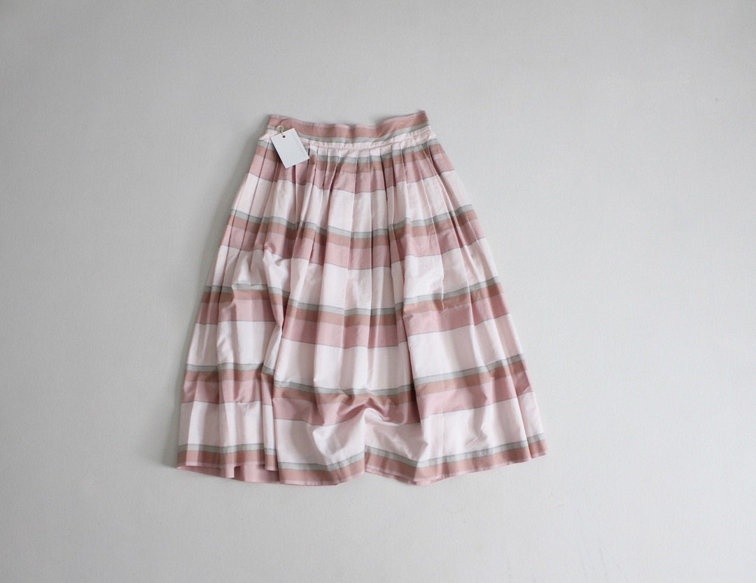 Striped Pink Skirt Pleated Pink Skirt Full Striped Skirt - Etsy