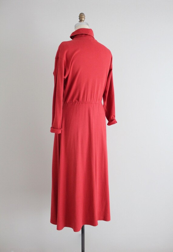 tomato red dress | turtleneck dress | red cotton … - image 7