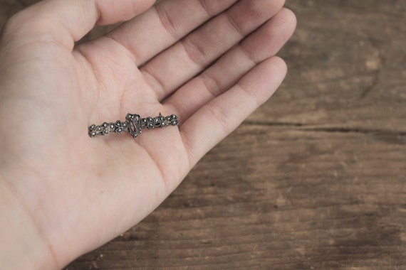 1940s bar brooch | marcasite brooch | sterling silver brooch View 4
