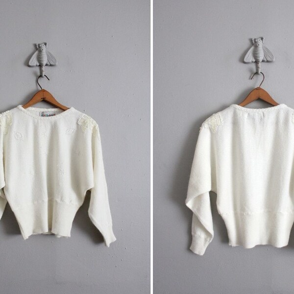 final sale item / 1980s vintage fuzzy angora beaded sweater