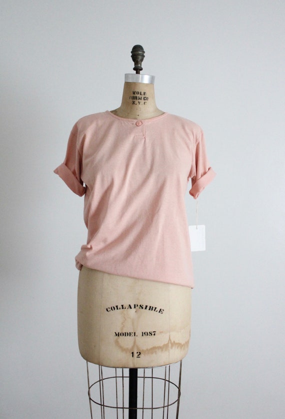 putty pink tee | pink t-shirt | pink henley shirt - image 4