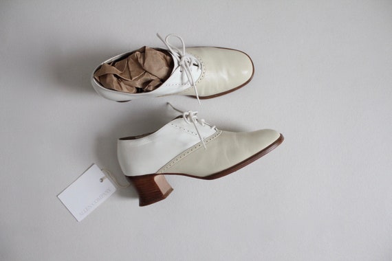 two tone oxfords | spectator booties 6.5 | beige … - image 2