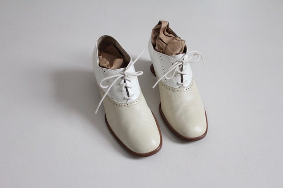 two tone oxfords | spectator booties 6.5 | beige … - image 6