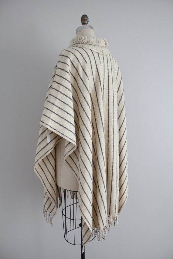 striped wool poncho | collared poncho cape | crea… - image 6