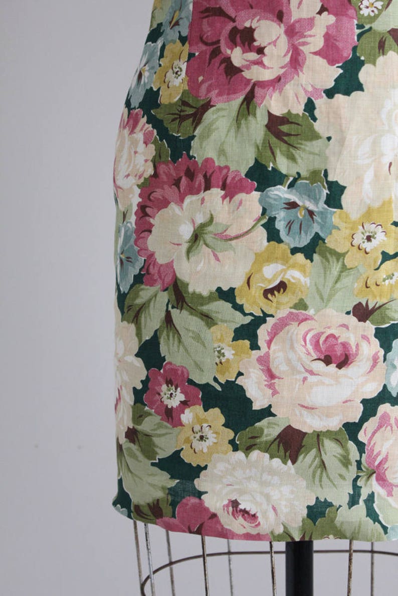 floral linen dress criss cross straps botanical floral dress image 7