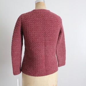 mauve wool cardigan hand knit mauve sweater 1970's wool cardigan image 6