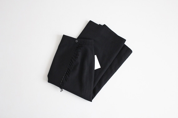 black wool calf skirt | wool fringe skirt | wool w