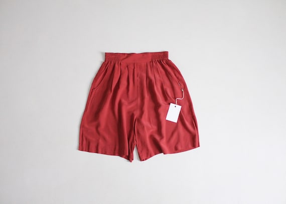 brick red shorts | flouncy silk shorts | pleated r