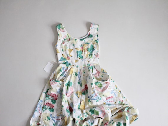 garden theme dress | novelty print dress | vintage