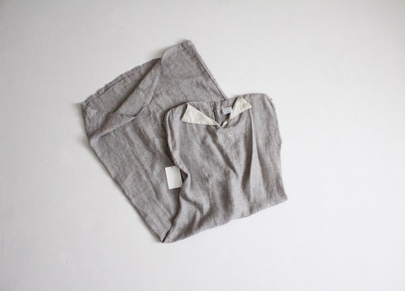 oatmeal linen dress | collared dress | neutral lin