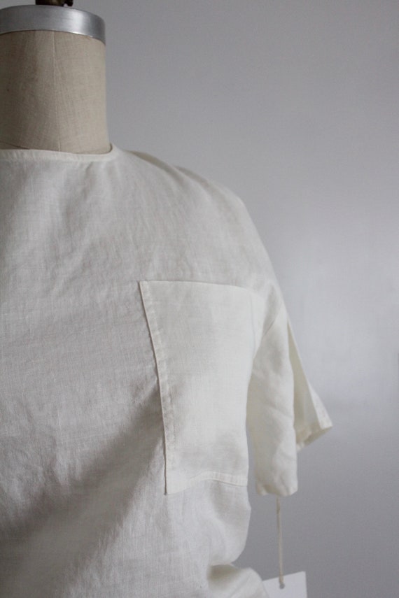 white pocket blouse | white ramie blouse | cream … - image 4