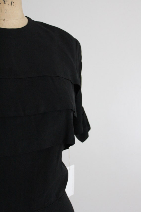 black crepe dress | vintage 1940's dress | tiered… - image 3